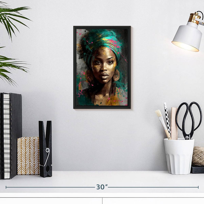 Grâce africaine, 9 po x 13 po, Cadre flottant noir