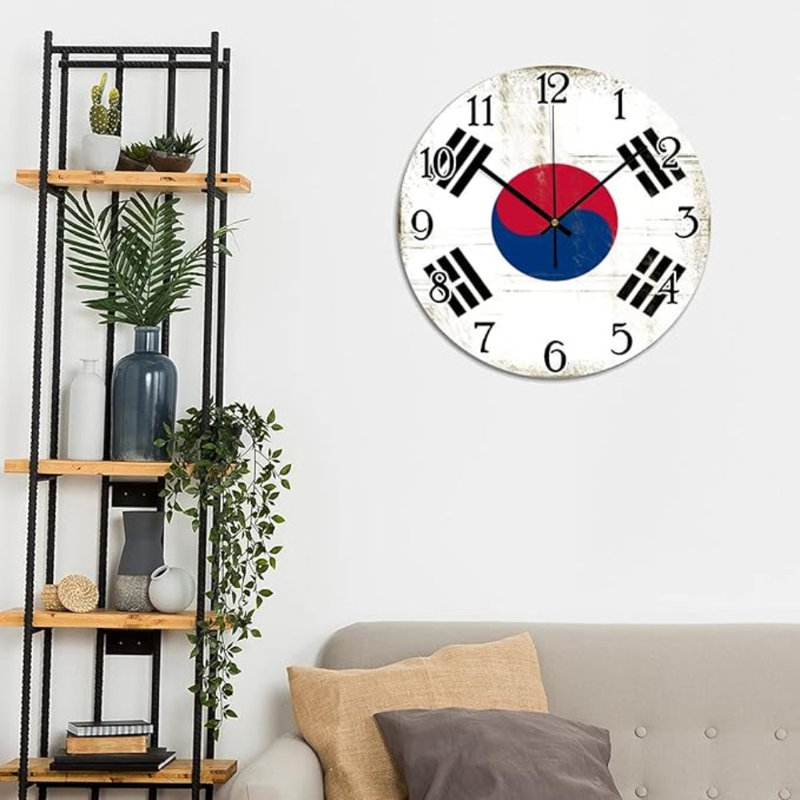 Horloge murale suspendue pour drapeau sud-coréen Horloge murale en PVC PVC