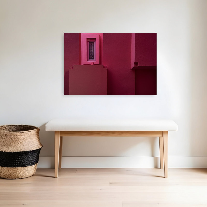 Vibrant Pink Architecture Abstract Colorful Geometric Architecture City Wall Art Print 1 Piece Wrapped Canvas Wall Art