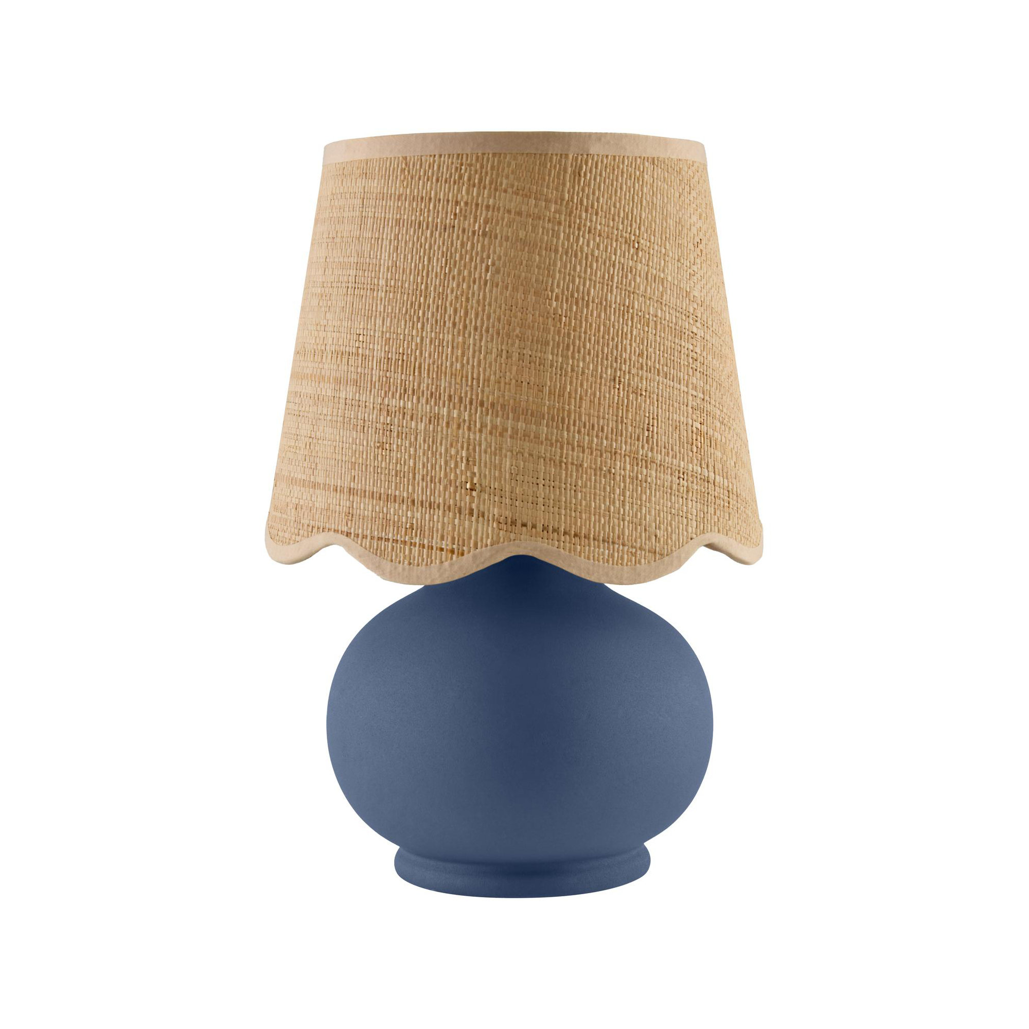 Momsen Scallop Shade Matte Lamp, Natural, Blue, 13"H x 8"W x 8"D