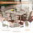 63''L x 37.8''W Outdoor Rectangular Table with 6 Swivel Chairs - Durable Patio Dining Set for Outdoor Entertaining-87657120