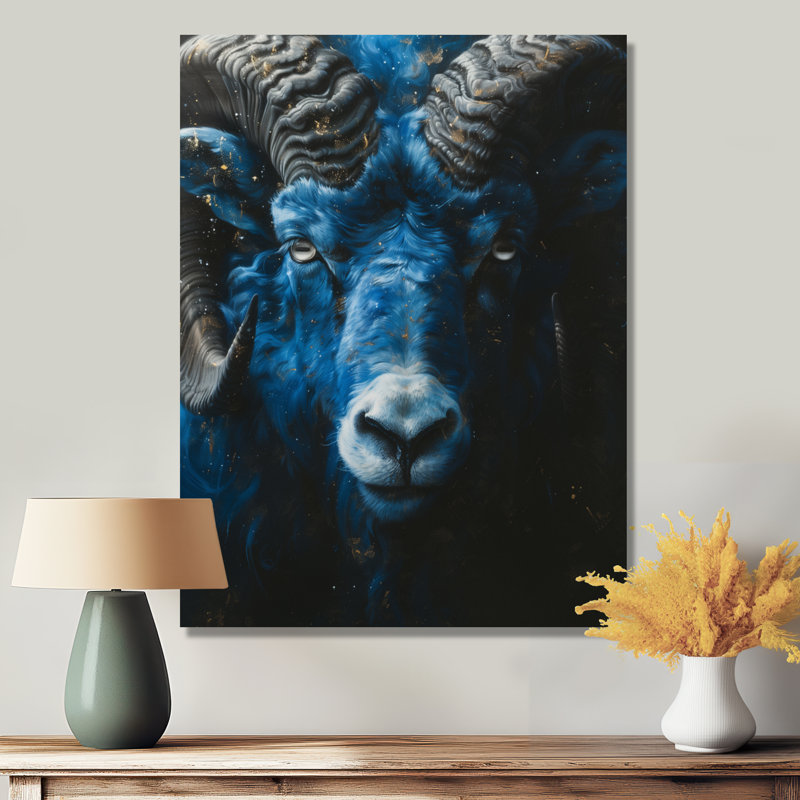 «Blue Gray Astrology Celestial Courage Aries», reproduction d'art astronomique murale, Toile tendue, H 30 po x l 40 po