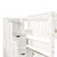 Lit superposé double blanc avec tablettes et tiroirs de rangement multiples, escalier à quatre marches pour une montée en toute sécurité, barrière de sécurité supérieure en blanc, organisation de la pièce à 6 tiroirs, résistance en bois de pin massif-1392184198