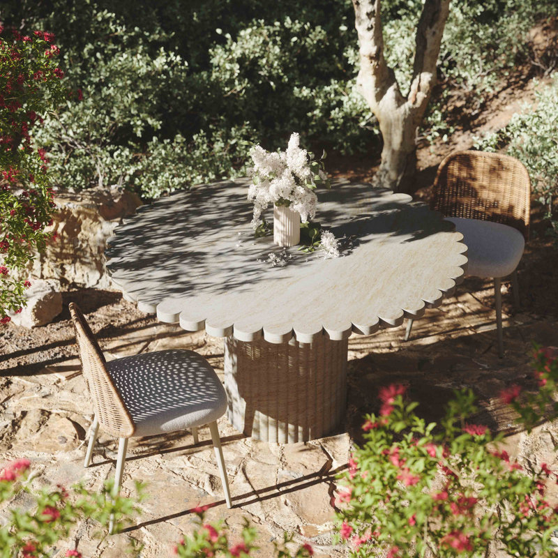 Tov Furniture Blossom Washed Travertine Finish Indoor / Outdoor 54" Round Dining Table