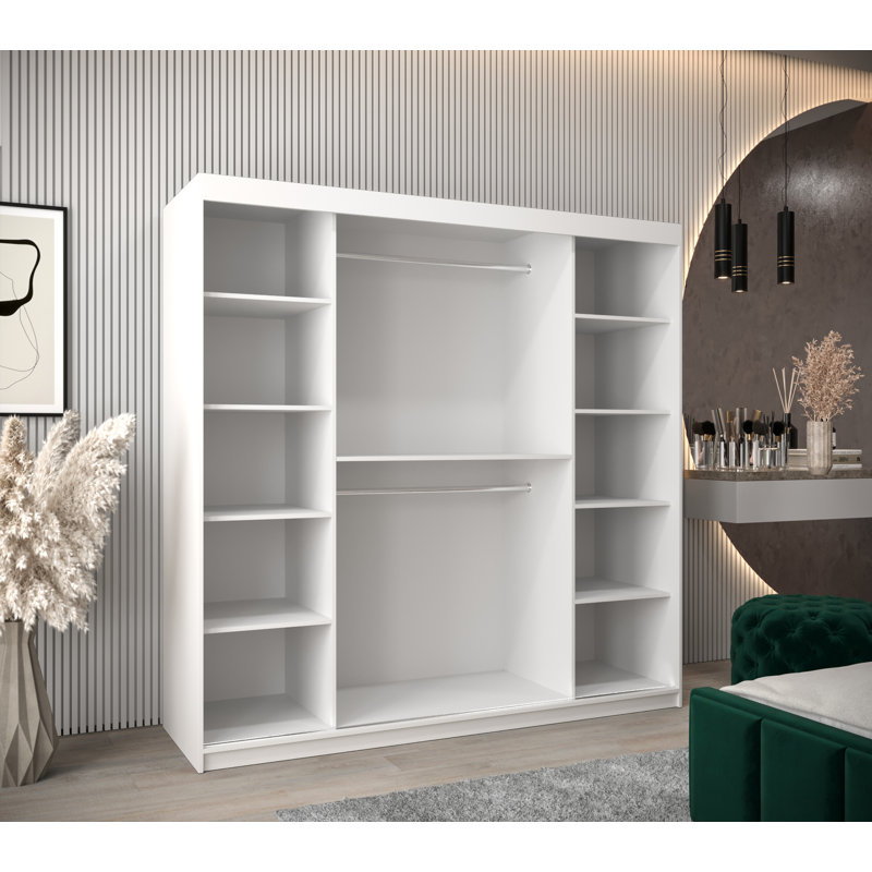 Ayaab 2 Door Manufactured Wood Wardrobe, Matte White