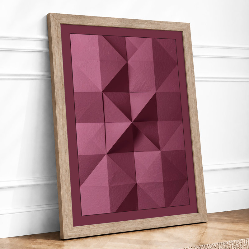 Mauve Grid Geometry Geometric - Print, Oak, A4 - 29.7 x 21.0 cm