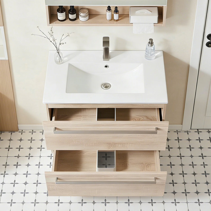  Ensemble de meuble-lavabo mural simple 30 po Katmai, Brun