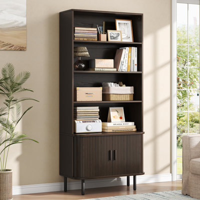 71" Tall Bookshelf With Storage Cabinet