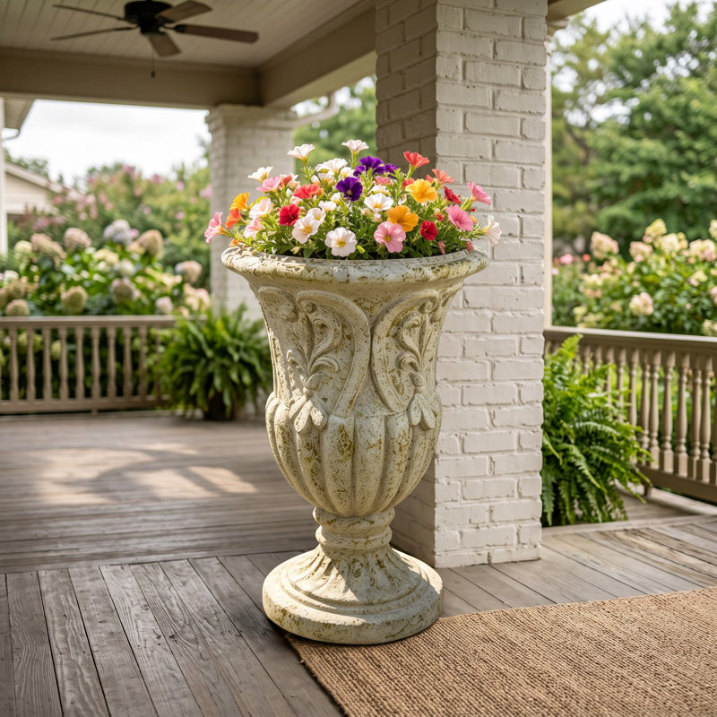 Pot de fleurs décoratif d'extérieur en oxyde de magnésium rustique de 63,5 cm (25 pouces) avec fini rouille