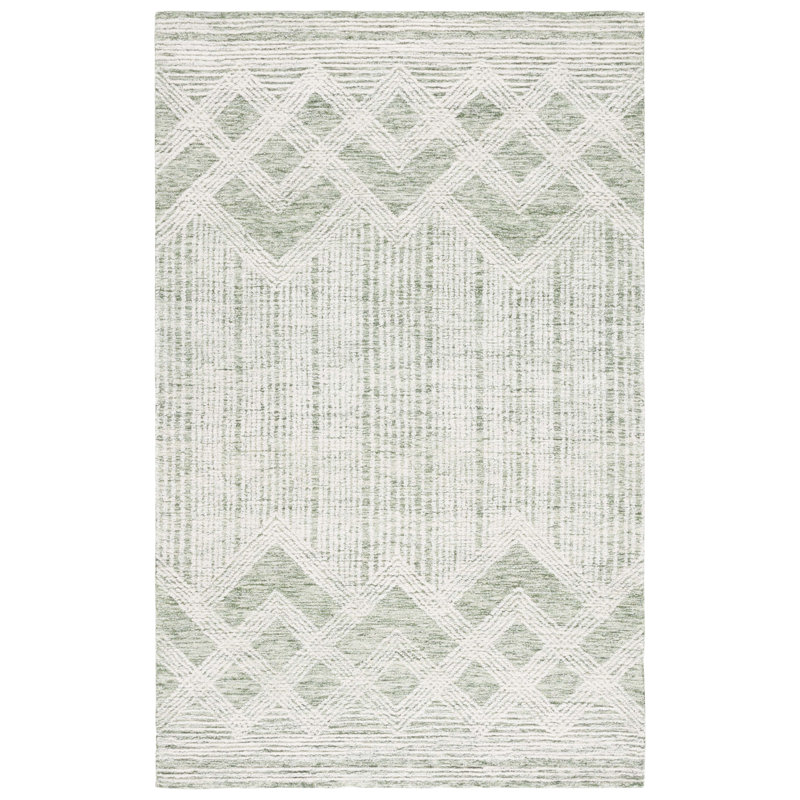 Pine Hand Tufted Wool;Cotton Geometric Rug, Rectangle 8' x 10'