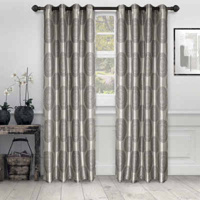 Karolinka Jacquard Floral Polyester Grommet Curtain Panels