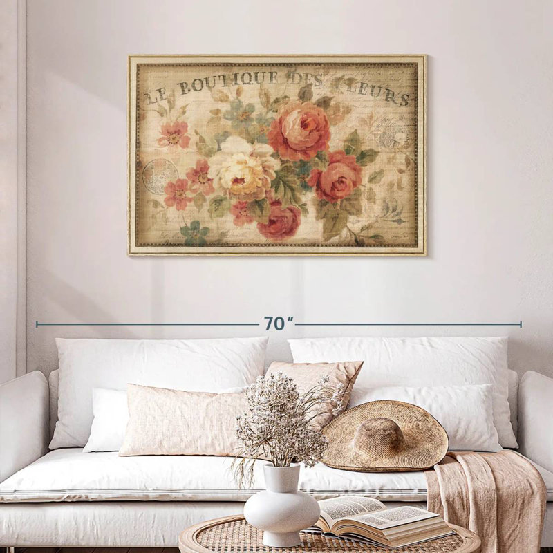 Fleurs parisiennes III, Cadre flottant en bois naturel, 43 po x 29 po