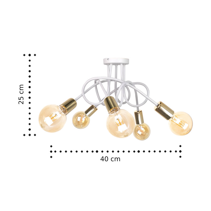 Keytesville 5 - Light Chandelier, White/Gold