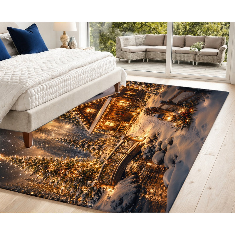 Tapis lavable à la machine avec envers antidérapant Winter, Rectangle 6 pi 7 po x 4 pi 7 po (200 x 140 cm)
