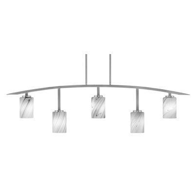 Barre d'éclairage 5 lumières kurve au fini graphite avec verre de 4 po