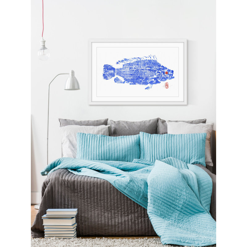 « tilapia blue », reproduction d’art encadrée, H 12 po x l 18 po x P 1,5 po