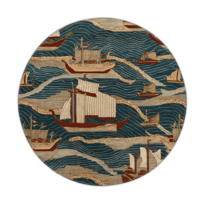 Tapis noir intérieur et extérieur ArtDeco, Rond 5 pi
