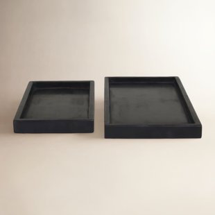 Marble Decor Tray with Raised Border Set