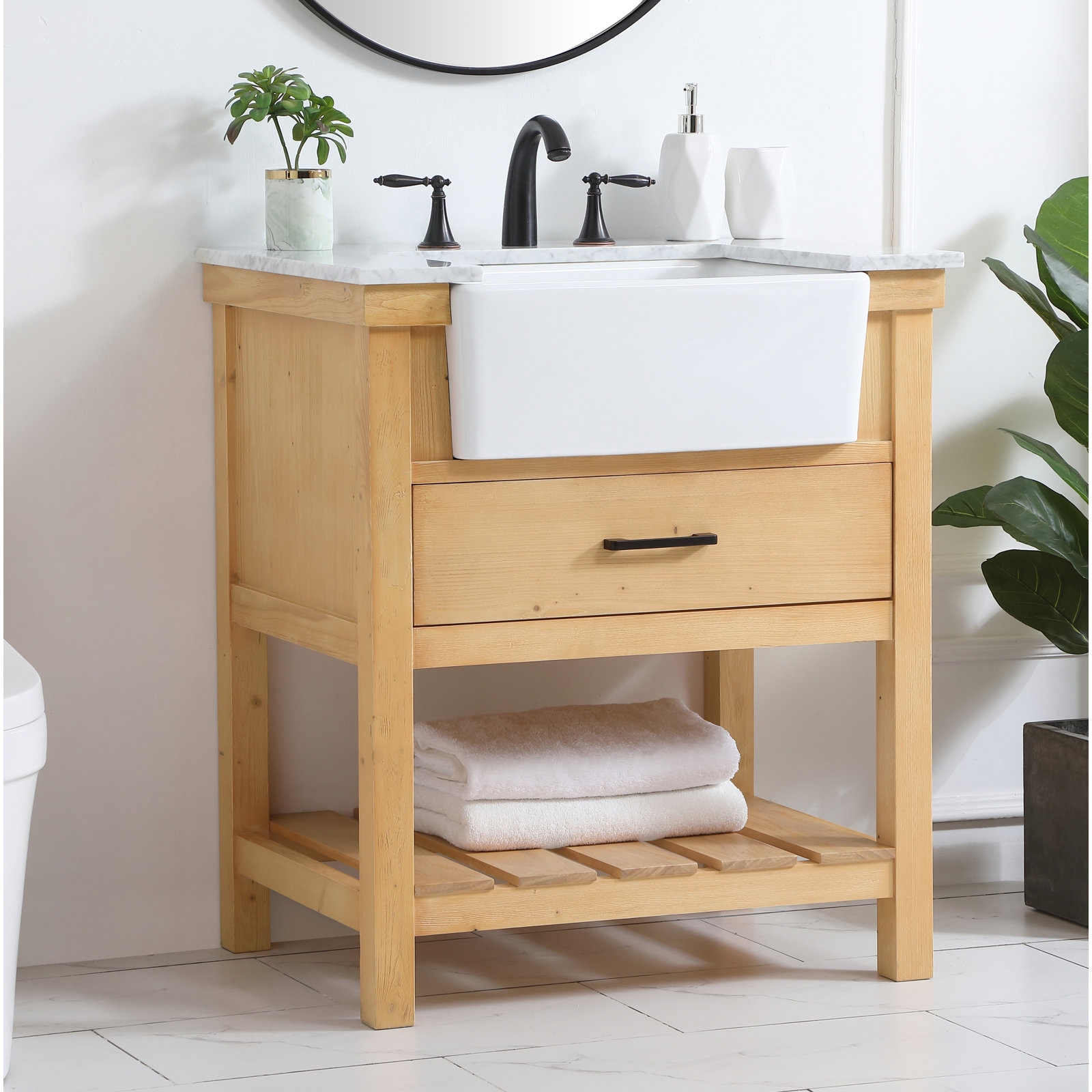 Pelaghia 30'' Single Bathroom Vanity, Light Brown