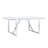 7-Piece American 71" Modern Rectangular Dining Set, White MDF Table with Chrome Geometric Metal Legs & Upholstered Faux Leather Chairs-1720204818-1720204823