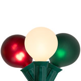 10-Count Frosted Red White and Green G50 Globe Patio Lights 9ft Green Wire