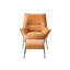 Fauteuil d'appoint et repose-pieds en cuir grainé Jabel-1811950038