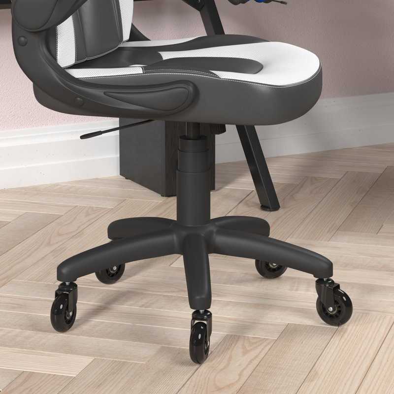 Katilyn Office Gaming Chair with Skater Wheels & Flip Up Arms - LeatherSoft, White