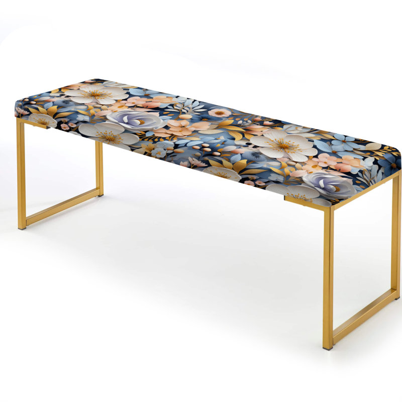 Motif floral mystique - Banc rembourré floral doré