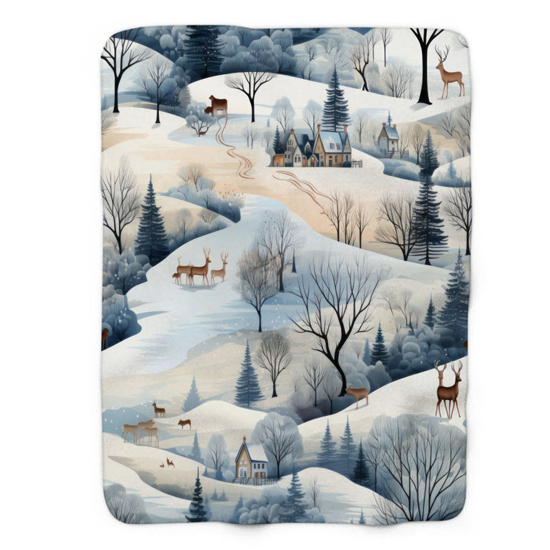 Snowy Fantasy - 1 pièce Sherpa Premium, L 60 po x L 80 po