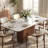 Modern 62.99" Rectangular Sintered Stone Dining Table with Solid Wood Fluted Base, Seats 4-6 People for Kitchen and Dining Room