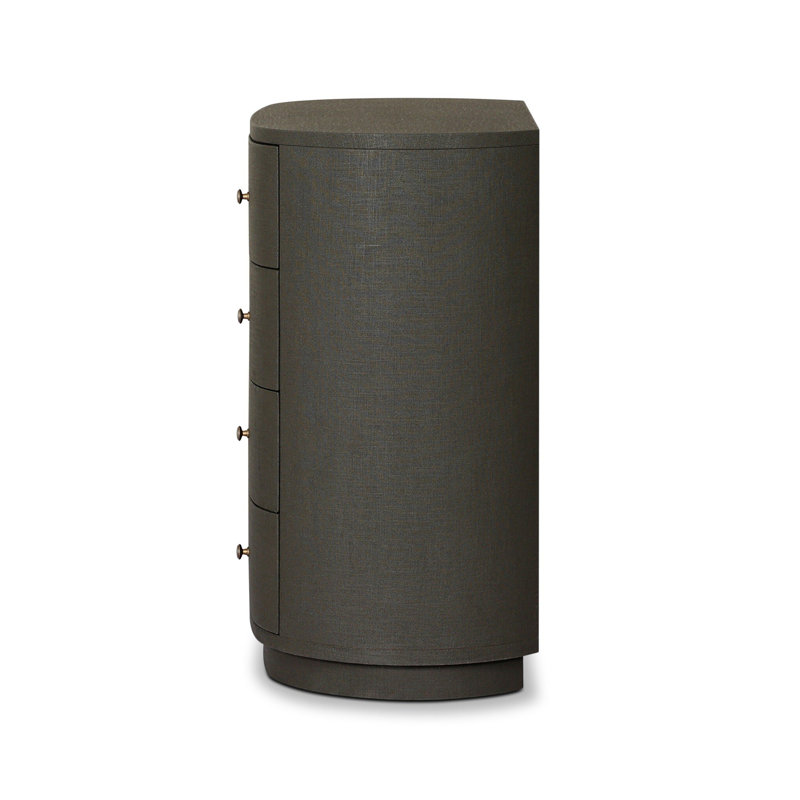 Amelia Chest-Ivory Painted Linen, Dark Green Lacquered Linen