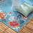 TOWN & COUNTRY EVERYDAY Hibiscus Bloom Border Modern Floral Outdoor Rug Light Blue/Red-97549308