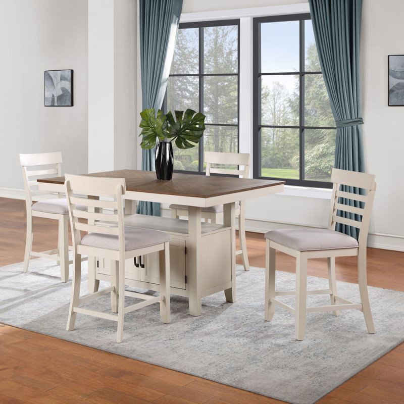 Knauss Hyland Extendable Counter-Height Dining Set, 5 Pieces: Table, 4 Chairs