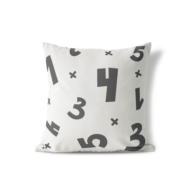 Coussin Numéros, Ivoire/gris anthracite, H 26 po x l 26 po