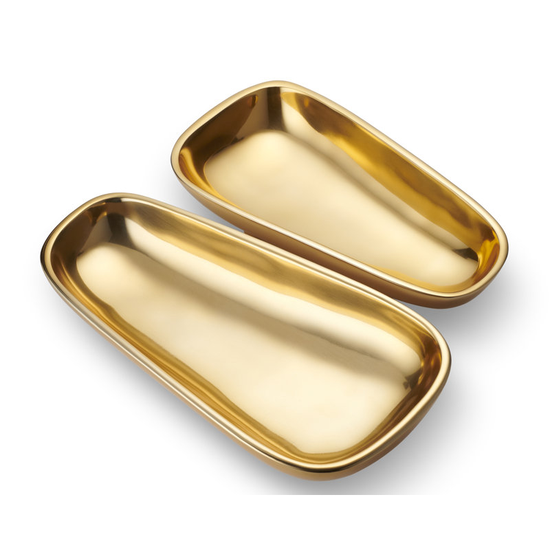 AERIN Valerio Aluminum Chips And Dip Platter, 2.5" H x 11.3" W x 5.8" D