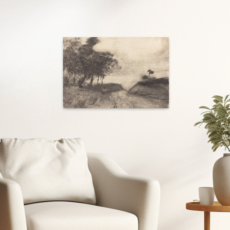 La Route, vers 1878-1880. Estampe murale impressionniste abstraite contemporaine représentant un paysage avec un arbre.