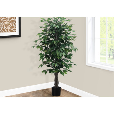 Arbre décoratif artificiel 58 po avec verdure réglable en poterie noire personnalisable