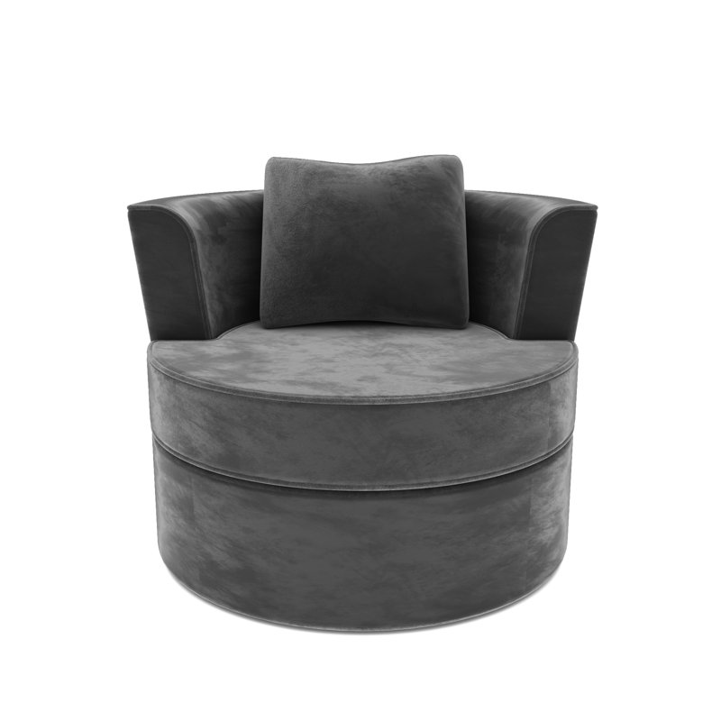 Samuela Velvet Swivel Barrel Chair, Gray Velvet