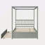 Lit à baldaquin avec lit gigogne simple, cadre de lit plateforme en bois massif pour enfants avec tête de lit, aucun sommier nécessaire