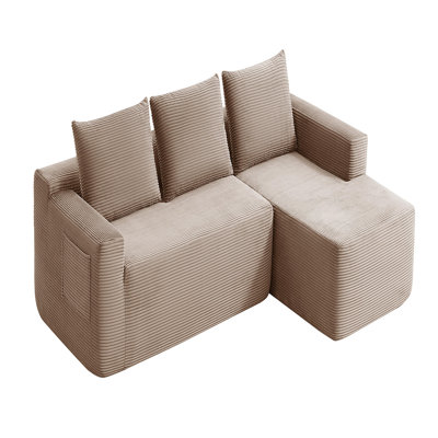 Compression L-Shaped Right Sectional Couch (Camel)