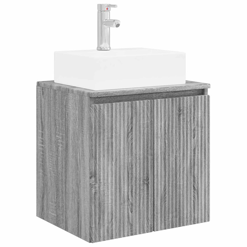 Single Bathroom Vanity with Ceramic Basin, Grey Sonoma