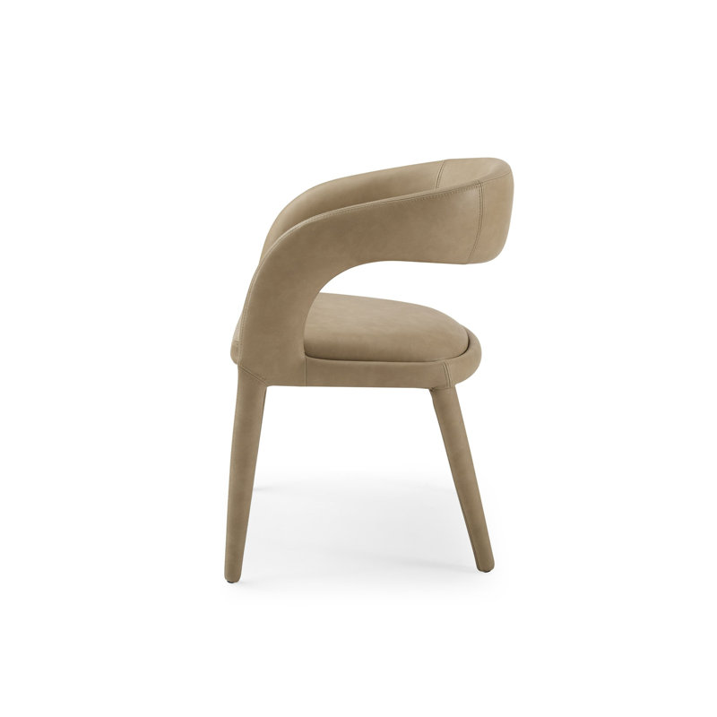 Tan Faux Leather Upholstered Arm Chair with Metal Legs