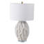 Lampe de table en pierre et base sculptée en quartz texturé avec abat-jour en tissu blanc 27 po blanc pour le bureau d'une chambre à coucher - 27 po blanc