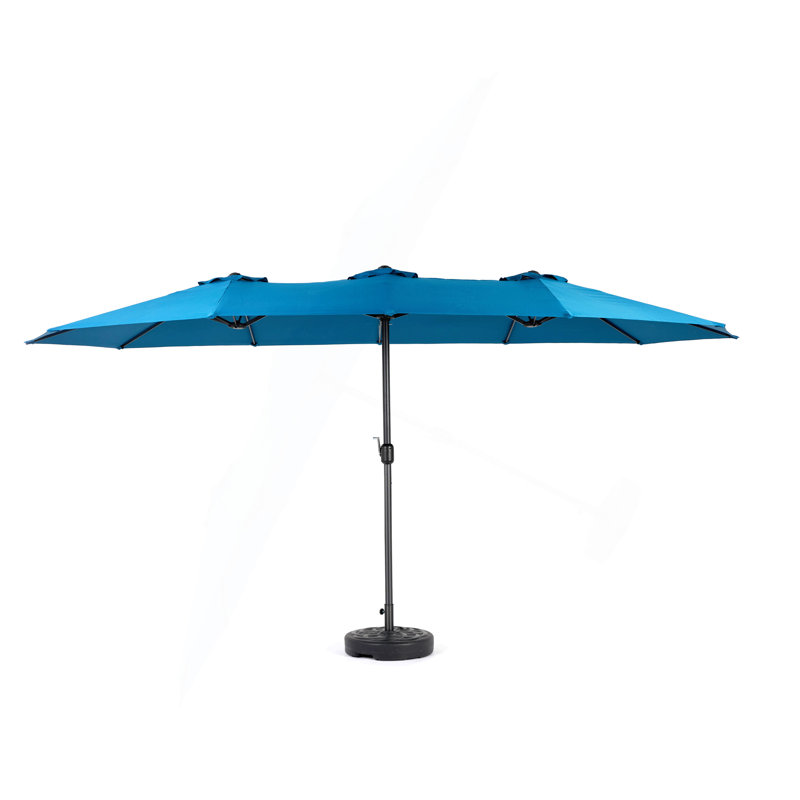 Grand parasol d'extérieur double face 14,8 pi avec manivelle (sans base), Blue