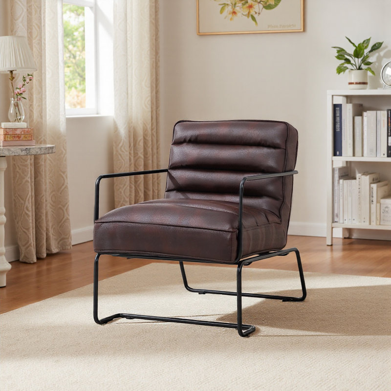  Fierros 62Cm W Faux Leather Armchair, Brown