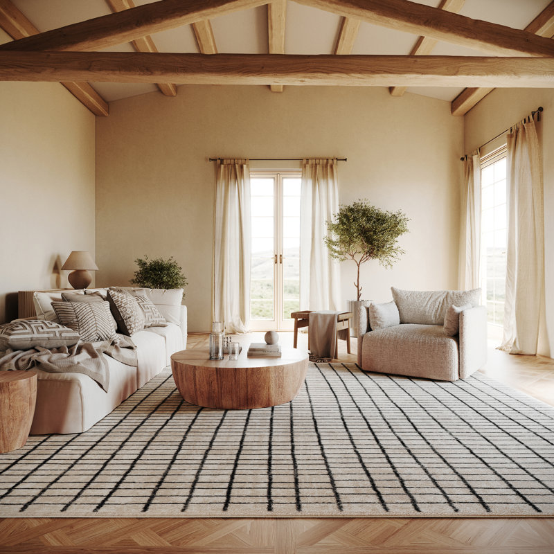  Tapis à carreaux moderne Calethe, Rectangle 6 pi 7 po x 9 pi 8 po