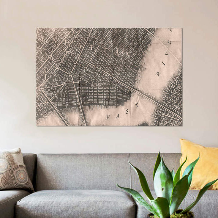« manhattan », impression sur toile, H 12 po x l 18 po x P 1,5 po, Pas de tapis, Papier d'art encadré noir
