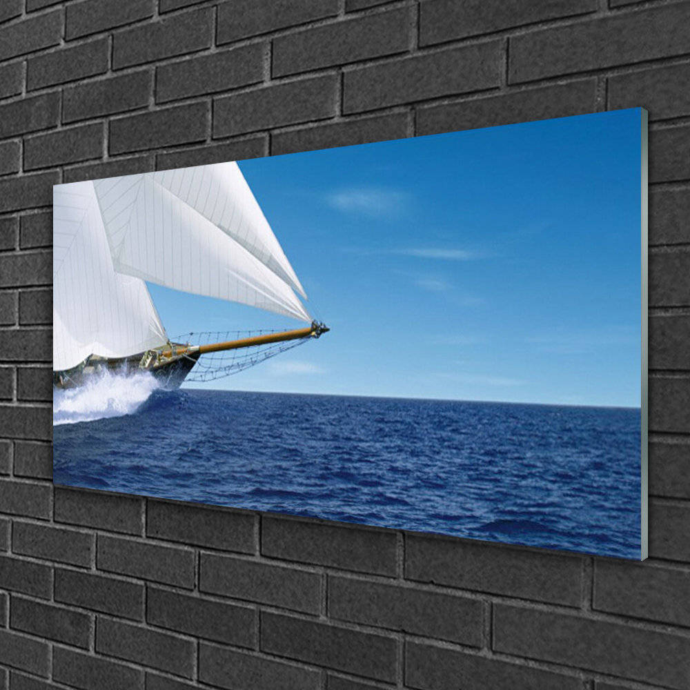 Glasbild Landschaft Boot Meer