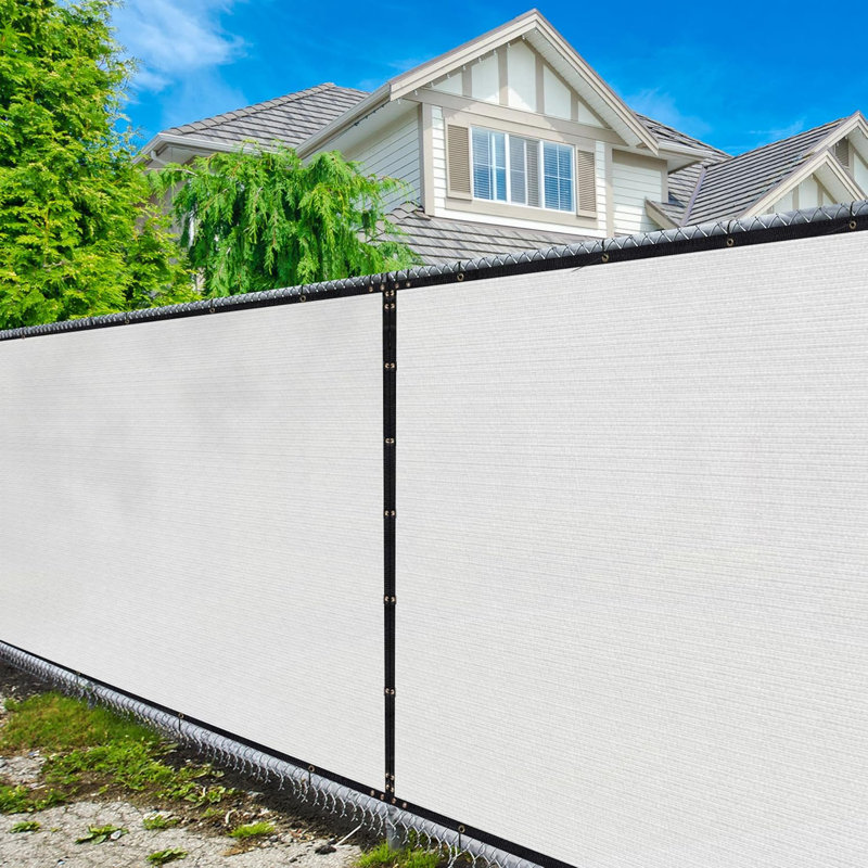 Amgo Fence Privacy Screen Heavy Duty Windscreen with Bindings & Grommets, 5' H x 12' W, White
