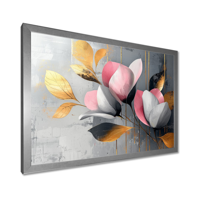 Medders - Floral Large Wall Art, Argent argent, Cadre simple, H 12 po x l 20 po